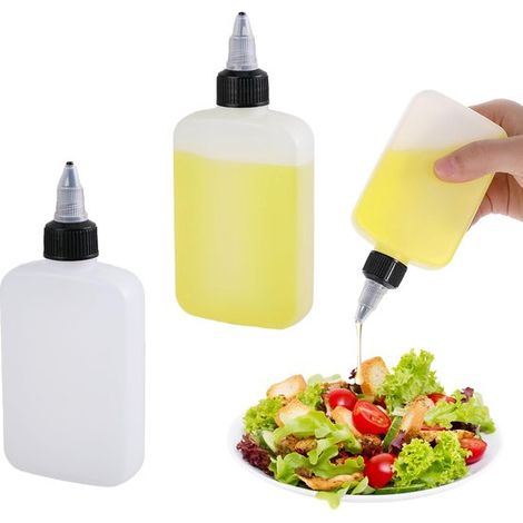 Flacons souples, flacons doseurs, flacons à sauce, flacons à garniture, blancs, flacons en plastique avec bouchon (120 ml), lot de 2 (1/5)