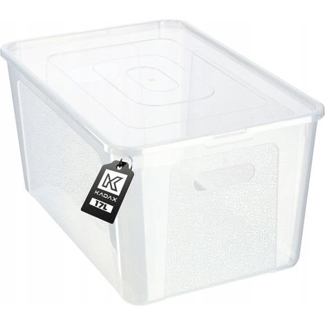 KADAX Kunststoffbehälter mit Deckel, 17 l, verschließbare transparente Aufbewahrungsbox
