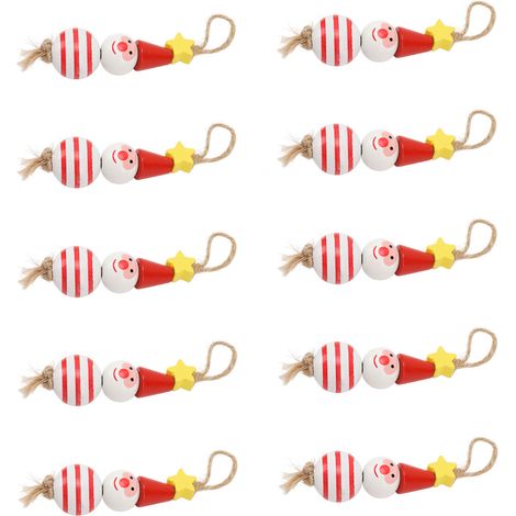 Lot de 10 pendentifs bonhomme de neige colorés pour sapin de Noël, étoile rouge à 5 branches. (1/5)