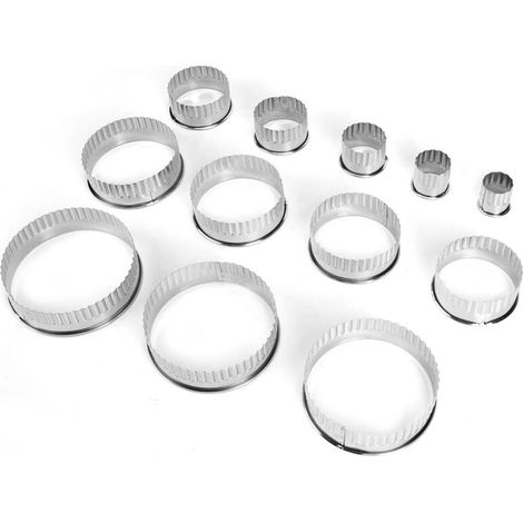 12 Pièces pâte à Biscuits Rond en Acier Inoxydable avec Dents, 12 Tailles Différentes, Matériau de Première qualité, Polissage Miroir pour la Maison, la Boulangerie, etc., (1/5)