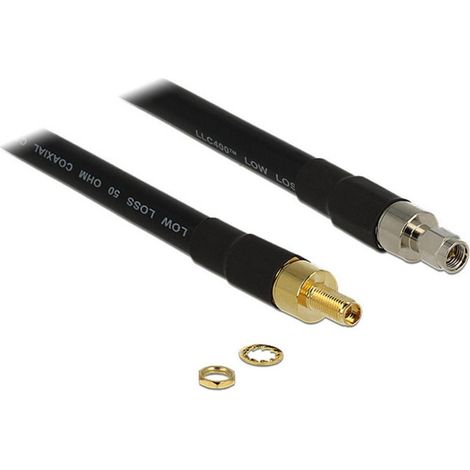 Câble de raccordement pour antenne WiFi Delock 13011 [1x SMA mâle - 1x SMA femelle] 10.00 m noir (1/3)