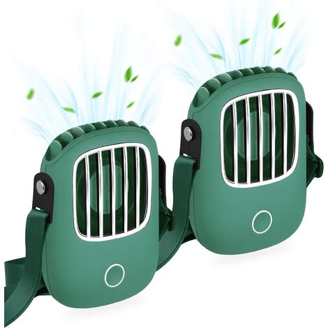 2 Ventilateur de cou, rechargeable USB, 3 vitesses, portable, pour bureau extérieur voyage (1/5)