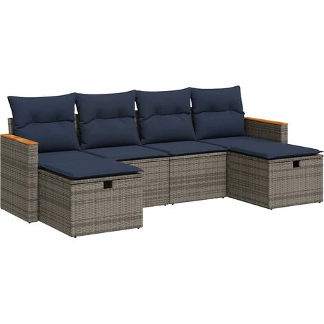 Maison Exclusive - 6-tlg. Garten-Sofagarnitur mit Kissen Grau Pol (1/5)