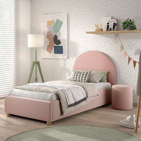 Pack - Lit Coffre Enfant & Pouf "Moon" 90x200cm Rose