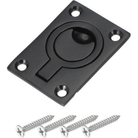 2 poignées encastrées, poignée de porte carrée affleurante en acier inoxydable, loquet de trappe dissimulé pour bateau, avec vis, pour meubles de yacht et applications marines, noir.