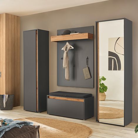 Garderoben Set in anthrazit mit Eiche CRISP-61, 4-teilig modern (1/5)