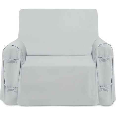 Housse de fauteuil en coton PANAMA gris clair