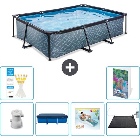 Exit Pool Rechteckig - Steinoptik - 300x200x65 cm - 7-teilig S219
