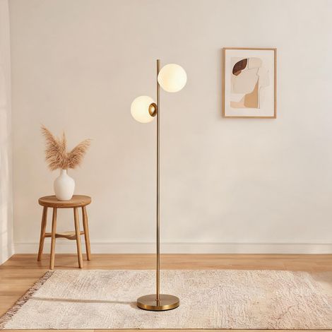 SunJet Lampadaire, lampe sur pied, design 2 têtes boules, métal doré - Réf. 4Y76ENCDQM5W (1/5)