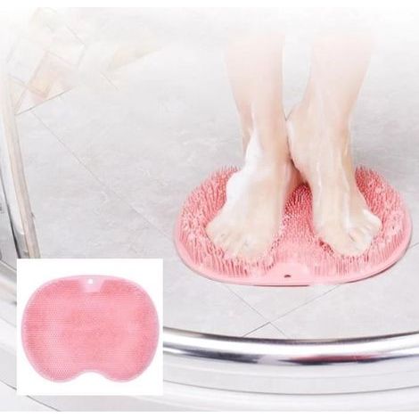 Brosse à pieds en silicone pour baignoire, coussin de massage pour les pieds, douche, tapis de bain antidérapant (rose) (1/4)