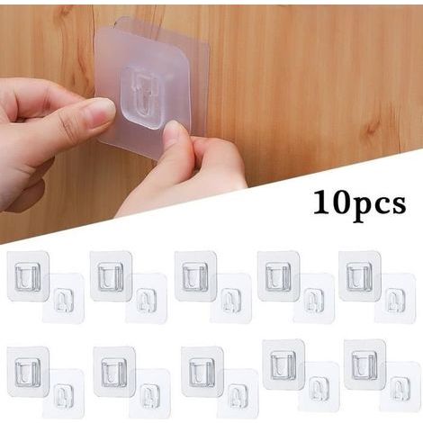 Haken und Schienen, doppelseitige Klebehaken für die Wand, 6-10-12 Stück, transparente Saugnapfhaken – Typ 10 Stück (1/3)