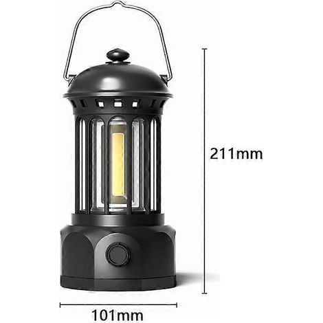 Lanterne de camping. lanterne de tente portable. lanterne de camping rétro rechargeable noire