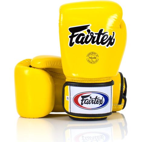 Gants de boxe Fairtex en cuir véritable BGV1 Jaune 10 oz (1/2)