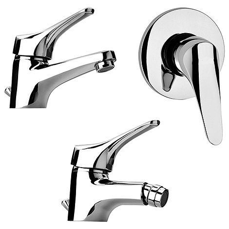 Set Rubinetti Piralla per lavabo e bidet con scarico automatico e doccia incasso serie Ariel cromato (1/5)