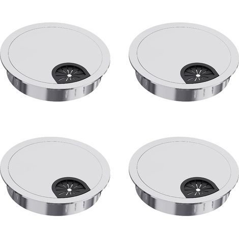 4-teiliges 60-mm-Kabelmanagementsystem mit Drehverschluss  Silber  Elegantes System aus verzinkter Legierung  Organizer für Schreibtisch und Arbeitsplatz