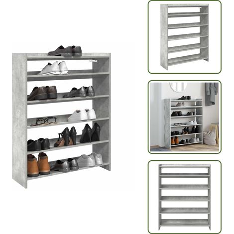 vidaXL Schuhregal Betongrau 80x25x100 cm Holzwerkstoff (1/5)