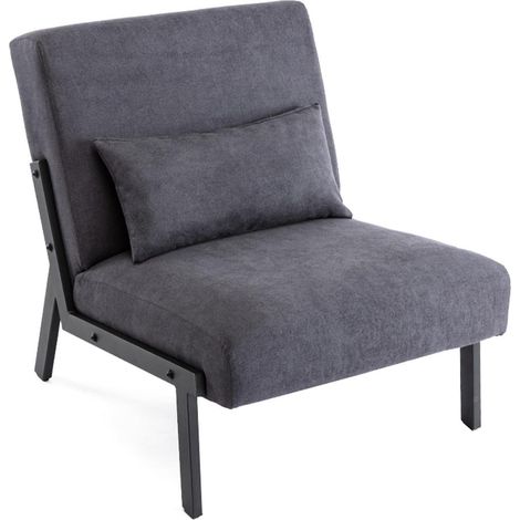 Moderner Loungesessel mit Kissen, dunkelgrau, ergonomisch, für Wohnzimmer (1/5)