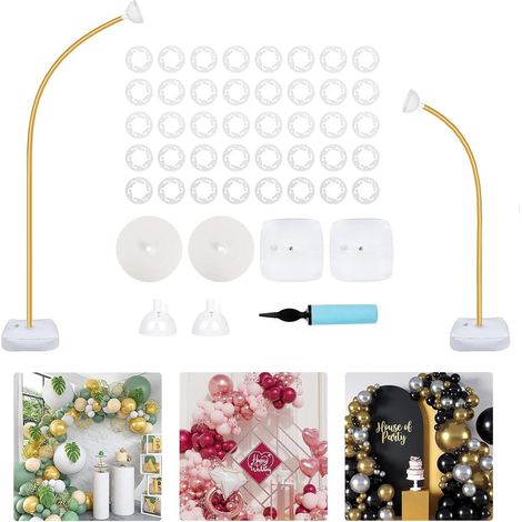 Kit d'arche de ballons, structure ajustable, demi-arche de 2,5 m et 1,5 m avec supports à ballons flexibles, idéal pour anniversaire, remise de diplômes, anniversaire de mariage, etc. (1/5)
