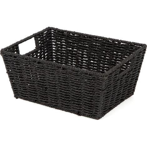 Panier de rangement papier tressé Etna - COMPACTOR - 31 x 24 x H.14 cm - Noir (1/4)
