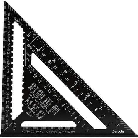 1 équerre triangle rapporteur d'angle en alliage d'aluminium 300x300x430 mm, graduations métriques et impériales, outil de mesure multifonctionnel pour charpentier (1/5)