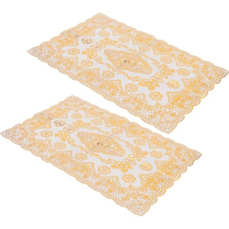 Lot de 2 sets de table en PVC doré (30 x 45 cm), dessous de verre, style 4, pour la cuisine ou la décoration de mariage. (1/5)
