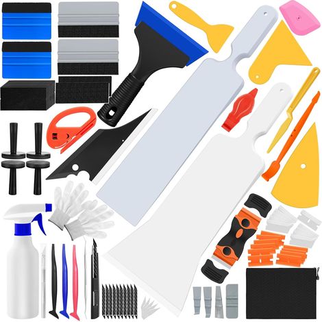 80 Pièces Kit Vitre Teintée Voiture Raclettes Outils de Découpe, Outils de Finition des Bords Kit Covering Professionnel pour Film Vitre Teintée Voiture, Stickers Meuble (1/5)