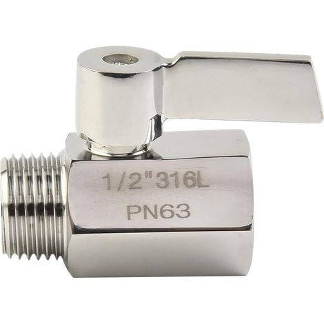 Vanne d'arrêt de douche en acier inoxydable 304 G1 2 NPT - Vanne à bille quart de tour - Économie d'eau - Contrôle du débit - Poignée étanche - Salle de bain et cuisine pour camping-car (1/5)