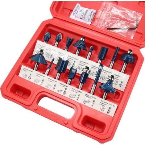 MINKUROW 12 Piezas De Brocas Para Enrutador, Juego De Cortadores De 1/4" (6,35 Mm), Cortadores De Ranurado Superior, Brocas Para Enrutador De Carburo De Tungsteno (1/5)