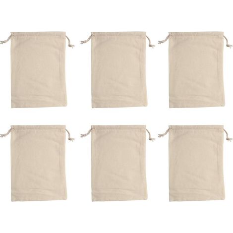 6PCS Pochon Tissu Coton 20 x 15 cm, Pochon Sachet Tissu, Petits Pochon Cadeau, Coton Pochette Toile Reutilisable, pour Cadeaux, Mariage, Noël, Anniversaires, DIY, Stockage Bijoux (1/5)