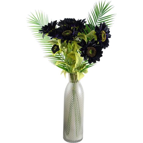 100cm Purple Artificial Sunflower Arrangement Glass Vase (1/5)