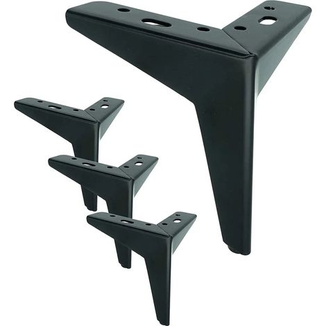 4 pieds de meuble en métal, capacité de charge jusqu'à 600 kg, pieds de meuble pour meuble TV de 10 cm, pieds de meuble, pieds de table DIY pour armoires, meubles TV, tiroirs, tables de nuit, avec vis (1/5)