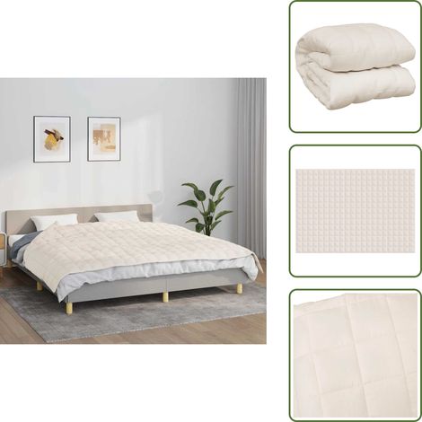 The Living Store Manta con peso tela color crema claro 155x220 cm 7 kg - Manta relajante