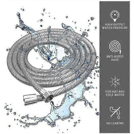 Flexible de douche extra long de 5 m en acier inoxydable, avec raccord en laiton massif, universel, anti-éclatement, finition chromée (500 cm) - CE (1/4)