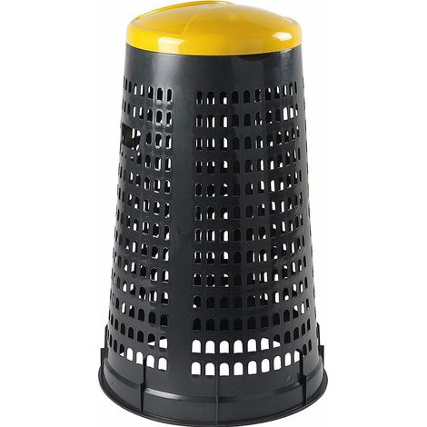Trespolo bidone Portasacco 110 lt spazzatura da rifiuti differenziati o da riordino - Fondo Grigio e coperchio giallo - Mobil Plastic (1/5)