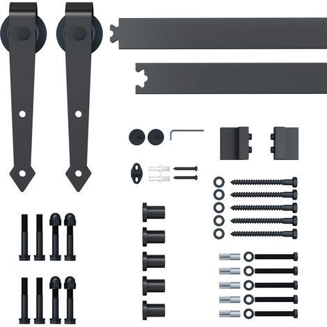HOMCOM Sliding Wood Barn Door Track System Kit Hardware Set Stainless Steel