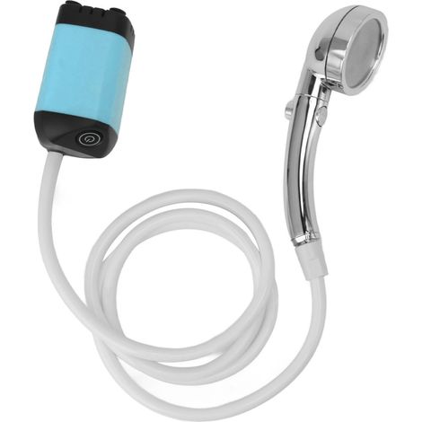 Tragbare Campingdusche, 3-stufig verstellbare Pumpe, elektrisch, wiederaufladbar, blau (1/5)