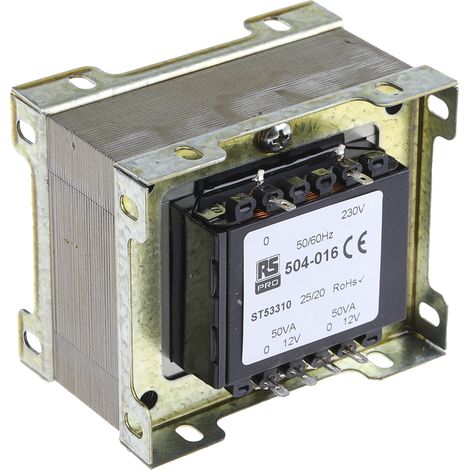 Transformateur à montage sur châssis, Vin 230V c.a., Vout 12V c.a., 2 sorties, 100VA ( Prix pour 1 )
