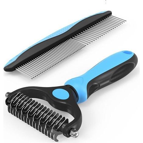Brosse pour chien et chat, brosse pour chien 17+9 dents, râteau de toilettage pour chien, brosse de toilettage pour enlever les nœuds/sous-poil, brosse pour chien avec peigne, OUYLAF