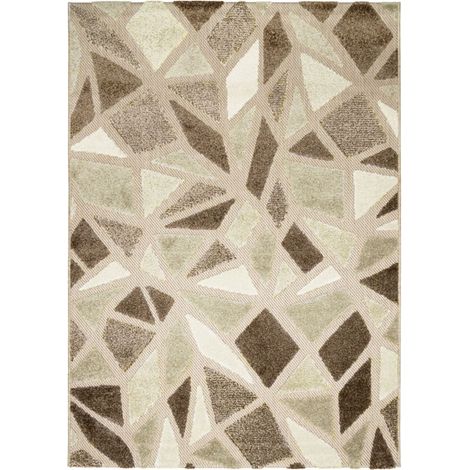 DEHORS-DEDANS CUBISME - Tapis intérieur extérieur beige et brun 120x170 (1/5)