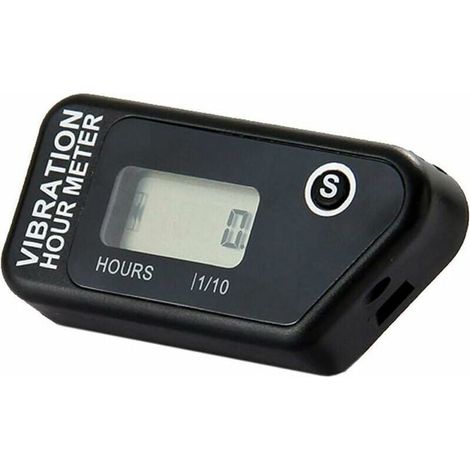 Medidor de horas de vibración digital, totalmente impermeable, reiniciable, inalámbrico, para todas las máquinas vibratorias, motocicletas, motos de nieve, vehículos todo terreno (negro) (1/4)