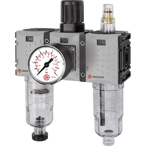 Riegler WE 3-tlg. »FUTURA-mini «, PC-Beh., Standardmano, G 1/4, 0,1-4, HA (1/4)