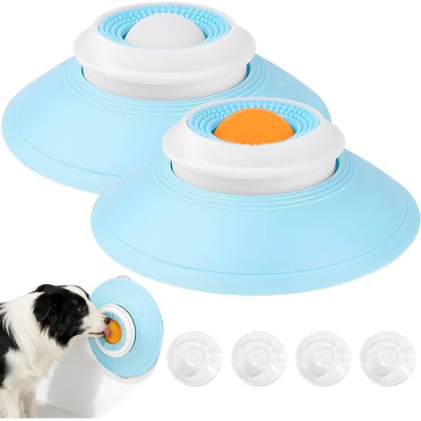 Jouet à lécher pour chien (2 pièces) : balle à lécher rotative, tapis à lécher avec ventouse, gamelle anti-glouton, coussin à lécher, nourriture humide pour soulager le stress. (1/4)
