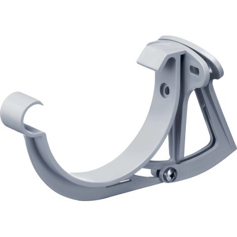 INEFA Stirnbretthalter, justierbar, für Dachrinne halbrund Dachrinnenhalter aus PVC-U Kunststoff, Made in Germany - NW125 / 125mm, 1 Stk. Grau