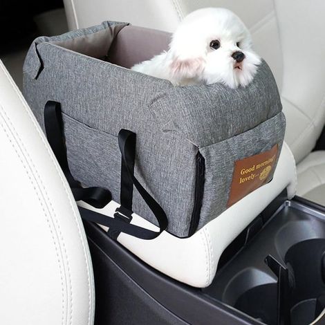 Siège rehausseur multifonction pour animaux de compagnie, lit de voyage pour animaux avec coussin moelleux, sangles réglables et poche de rangement pour petits animaux (1/5)