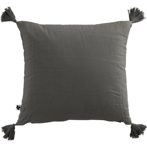 Coussin en gaze de coton 40 x 40 cm Gaia granit (1/3)