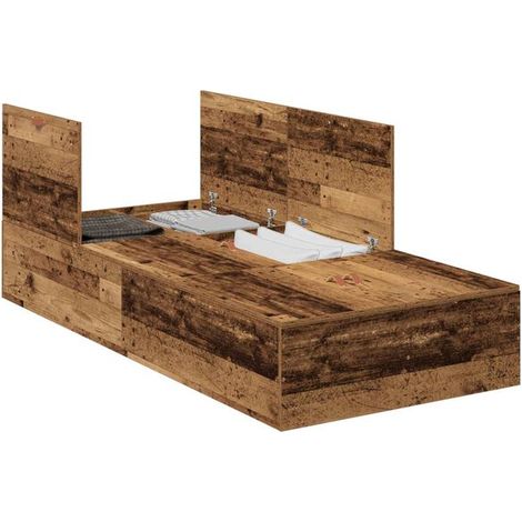 Cadre de lit coffre ancien en bois, 80 x 200 cm (1/5)