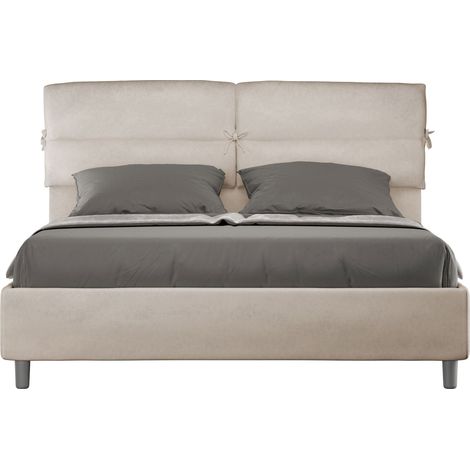 Letto Matrimoniale 160x200 cm con Rete e Contenitore Nandy Sabbia (1/4)