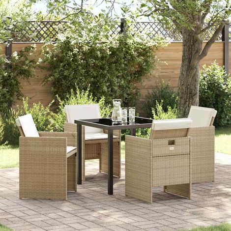 Ensemble de salle à manger pour jardin 5 pcs-Salon de jardin Beige polyrotin 368849 (1/5)