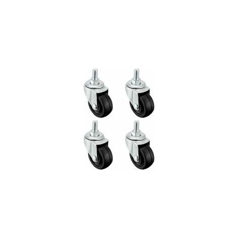 Lot de 4 roulettes pivotantes en caoutchouc TPE 40 mm – Charge 20 kg – Filetage M8 pour installation sécurisée – Compatible tous sols (1/3)