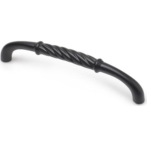Asa en zamak con acabado negro mate, dimensiones: 29x136x12mm, entrepuntos: 128mm -